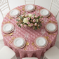 Wedding Rosette SATIN 120" Round Tablecloth - Dusty Rose/Mauve with pink charger plate | white dinner plate | white chiavari chairs