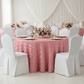 Wedding Rosette SATIN 120" Round Tablecloth - Dusty Rose/Mauve with gold charger plate | white dinner plate | white spandex chair covers