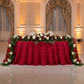 Wedding Rosette SATIN 132" Round Tablecloth - Apple Red for sweetheart table with flower premade table runner