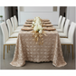 Wedding Rosette Satin 90"x132" rectangular Tablecloth - Champagne