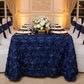 Wedding Rosette Satin 90"x156" rectangular Tablecloth - Navy Blue