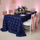 Wedding Rosette Satin 90"x156" rectangular Tablecloth - Navy Blue