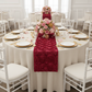 Wedding Rosette Satin Table Runner - Burgundy