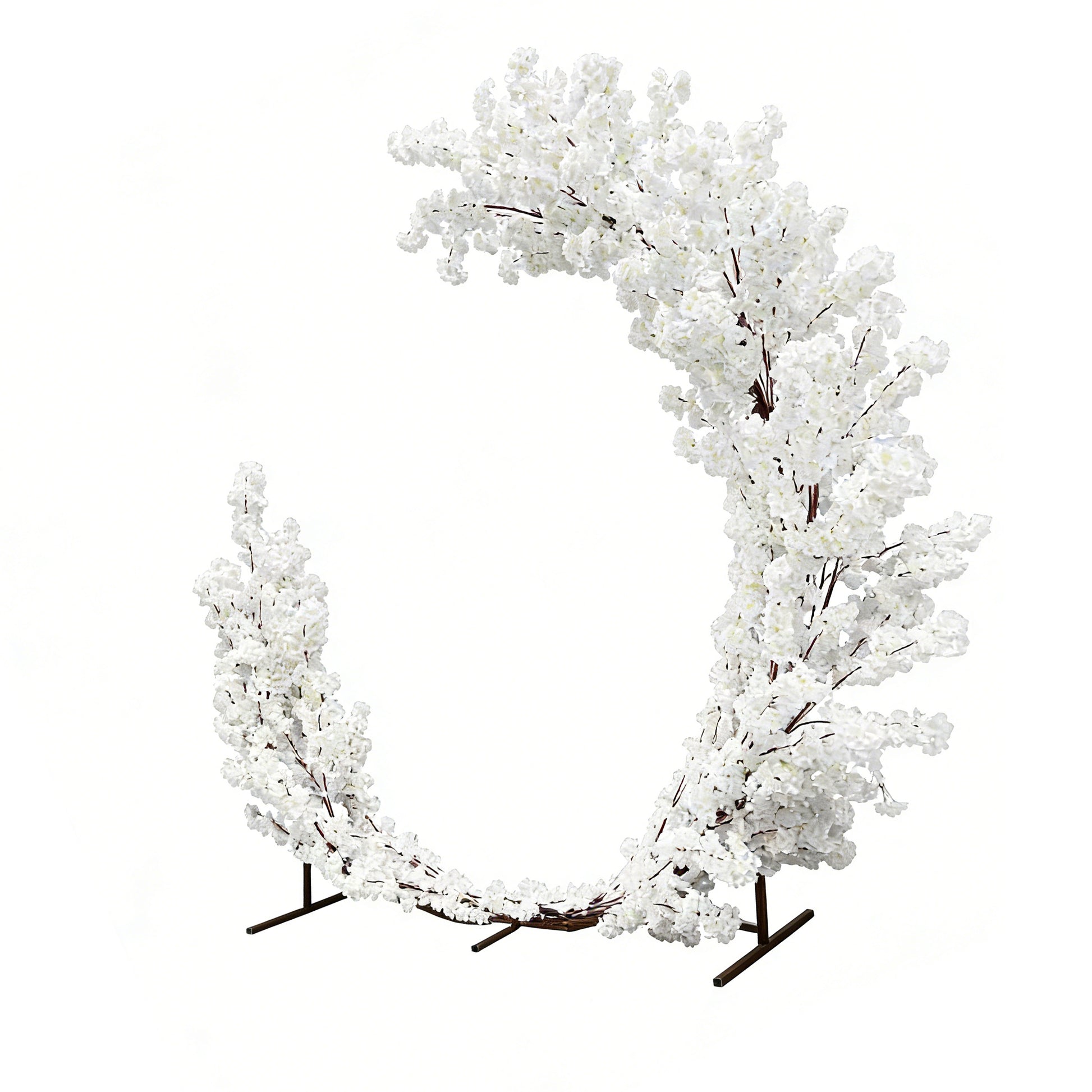White Cherry Blossom Crescent Arch Backdrop angled view