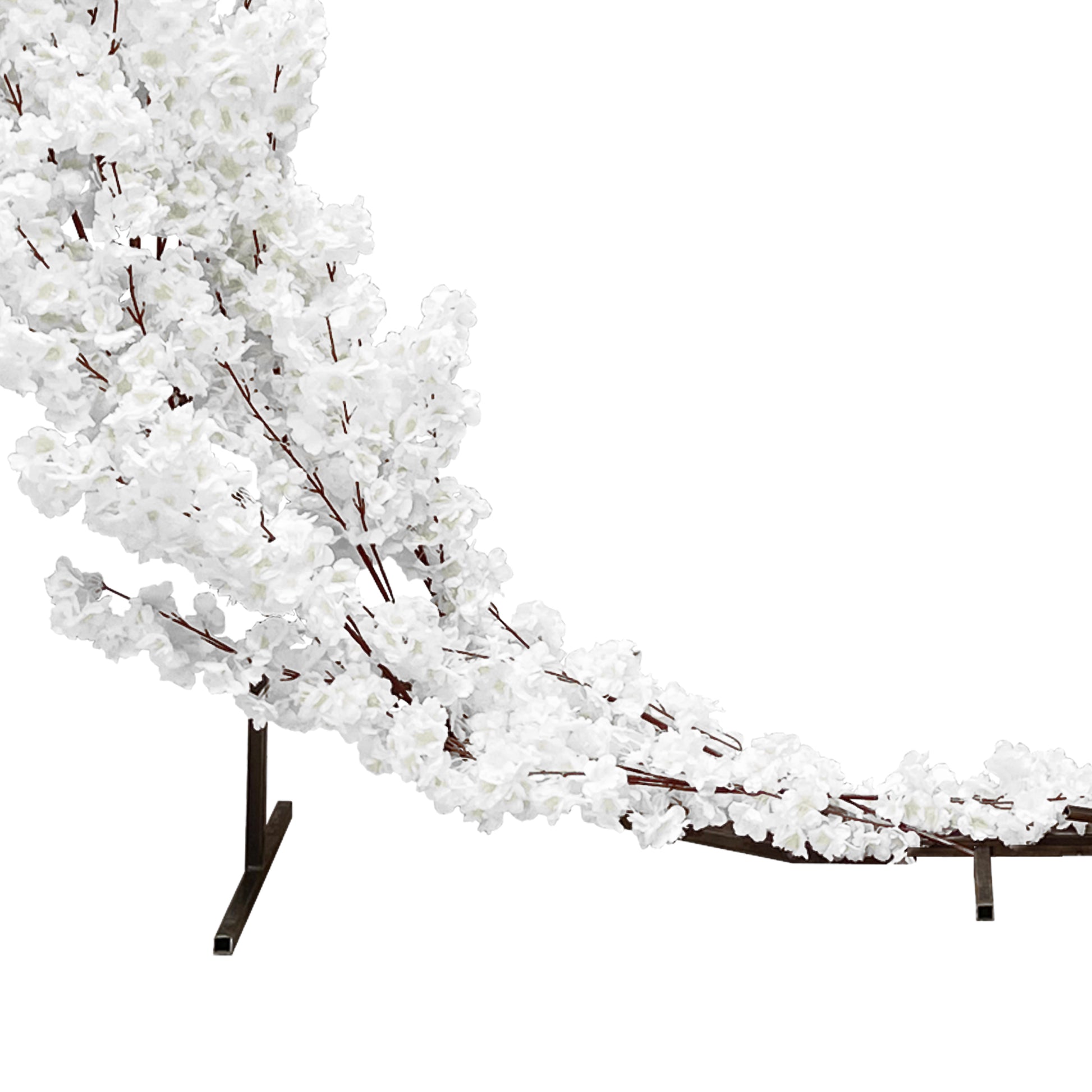 White Cherry Blossom Crescent Arch Backdrop bottom close up