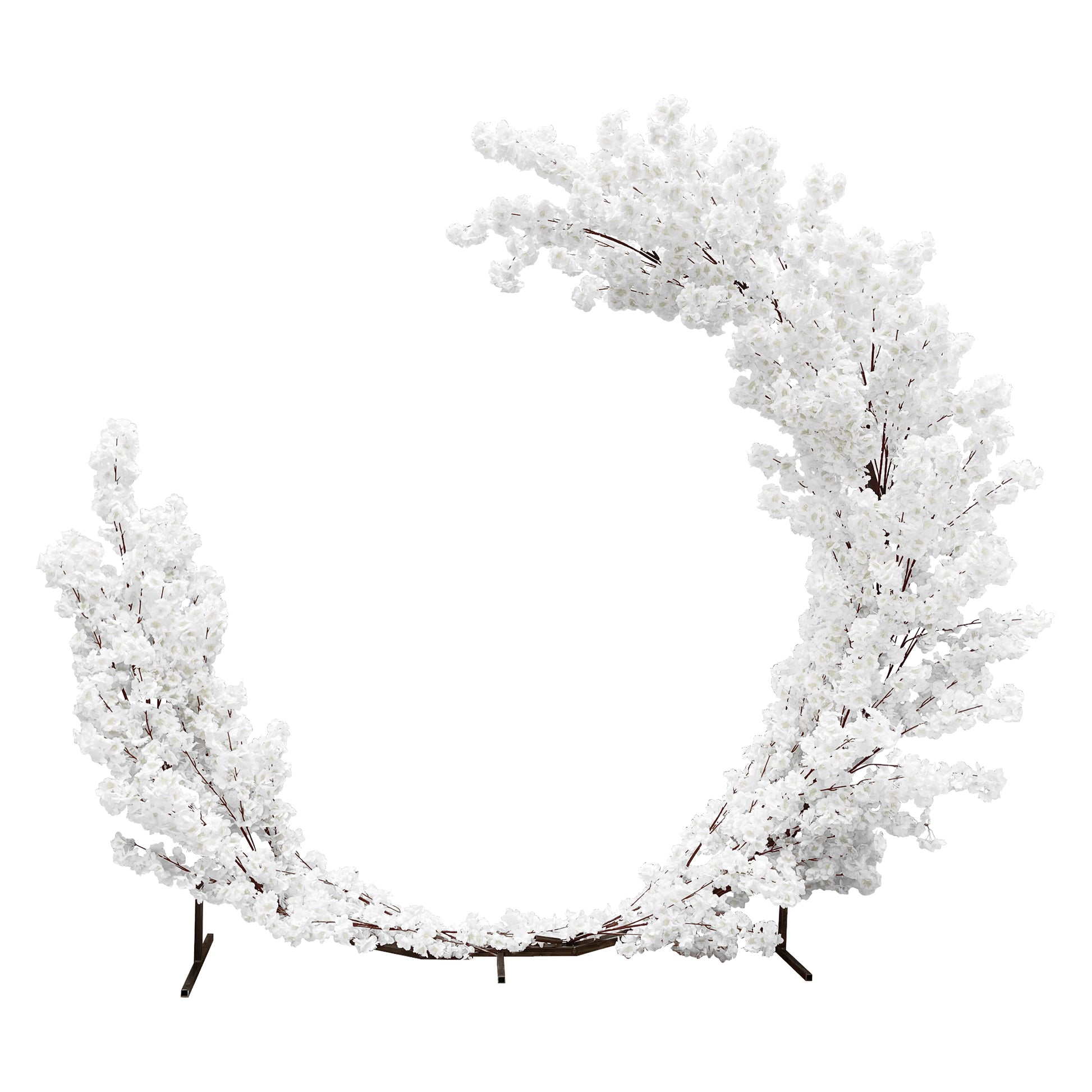 White Cherry Blossom Crescent Arch Backdrop full view