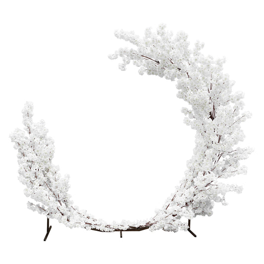 White Cherry Blossom Crescent Arch Backdrop full view