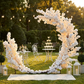 outdoor sunset with the White Cherry Blossom Crescent Arch Backdrop 