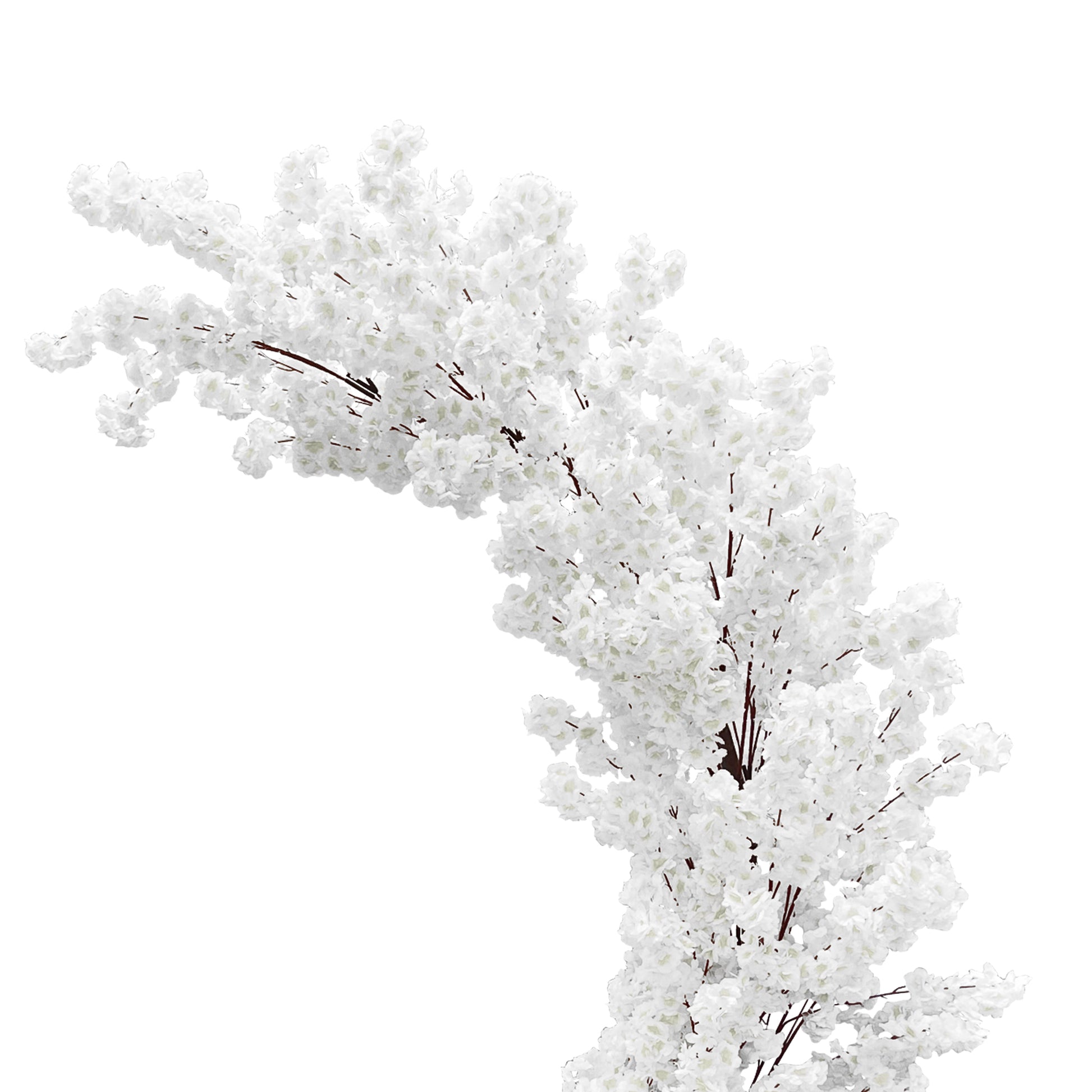White Cherry Blossom Crescent Arch Backdrop top corner view
