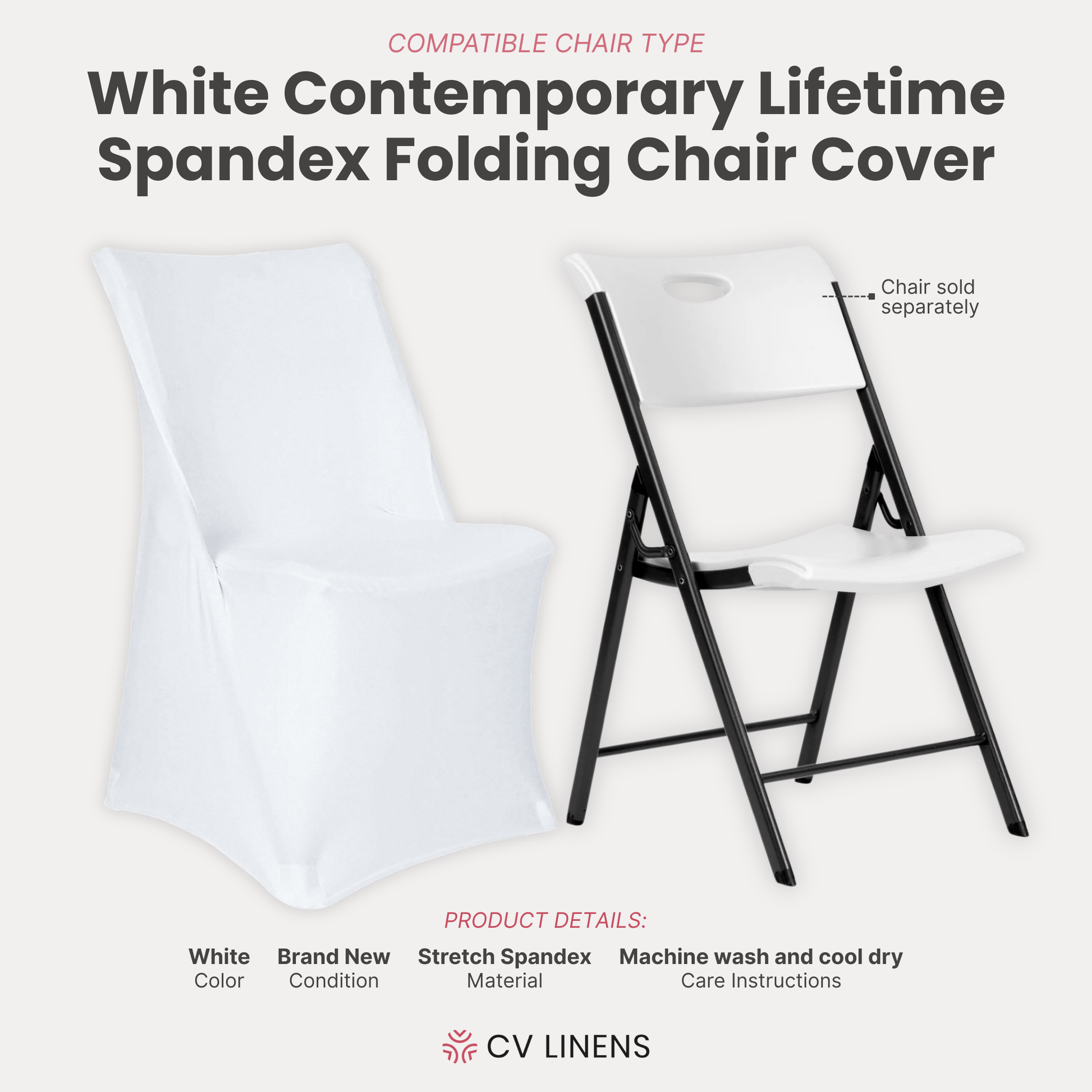 Contemporary LIFETIME Spandex folding chair Cover White showing on the square edge contemporary chair 