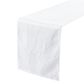 Embossed Geometric Jacquard Table Runner White angled close up