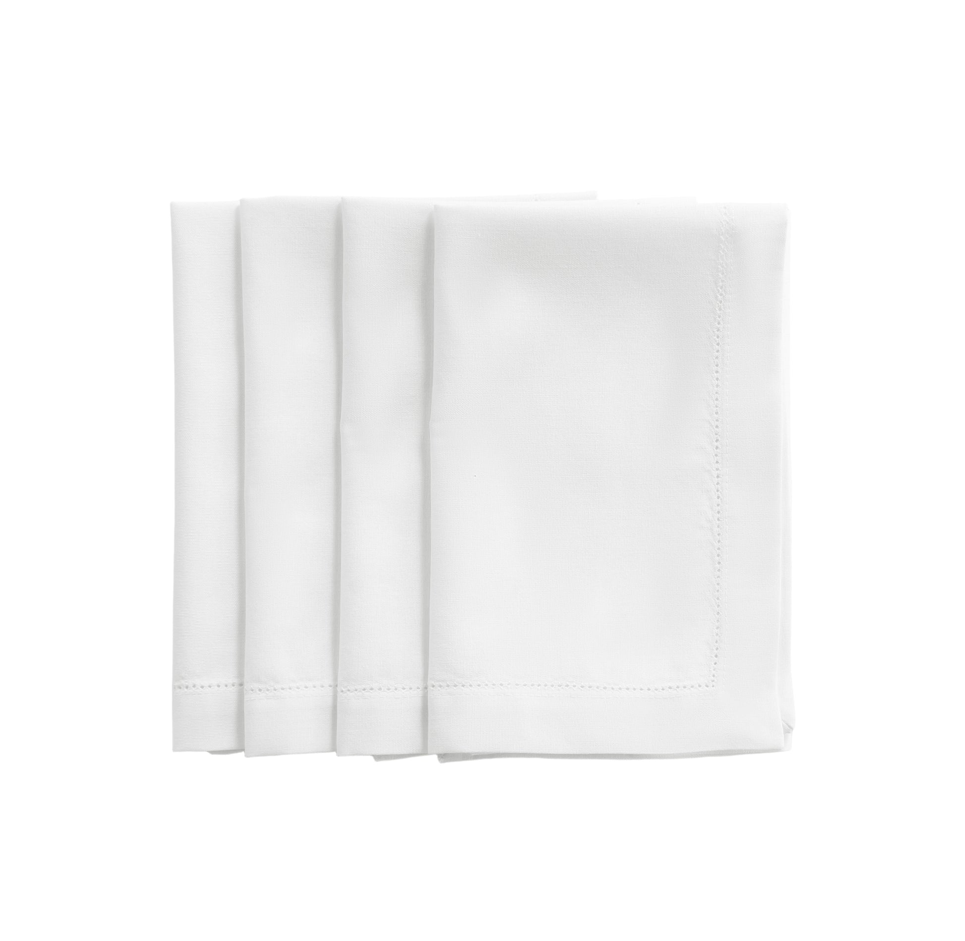 White Hemstitch Linen Napkins folded bundle