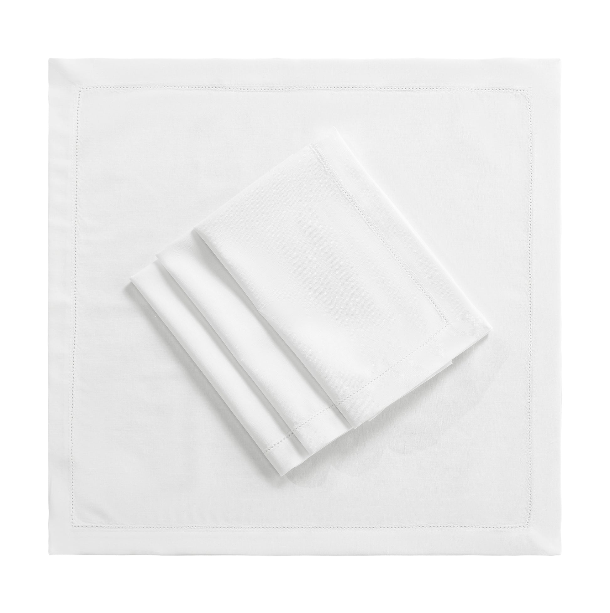 White Hemstitch Linen Napkins full view