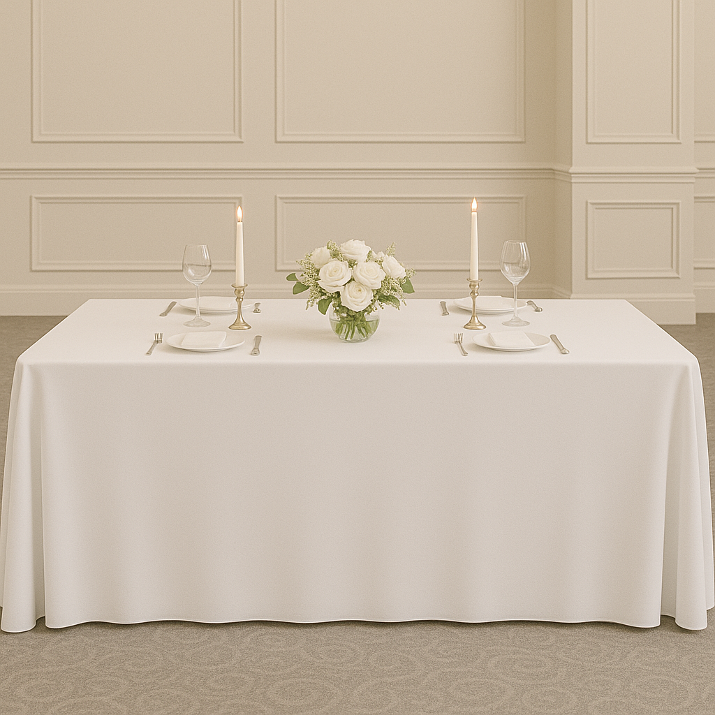 White King size polyester tablecloth 108"x156"