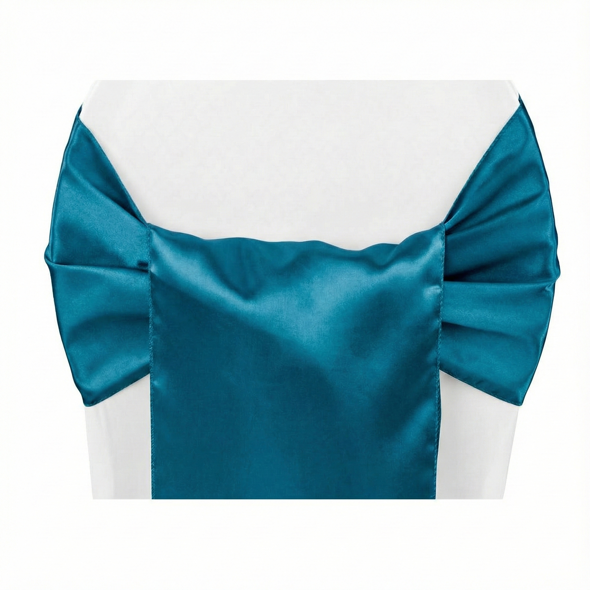 Wide Satin Chair Sash Peacock close up