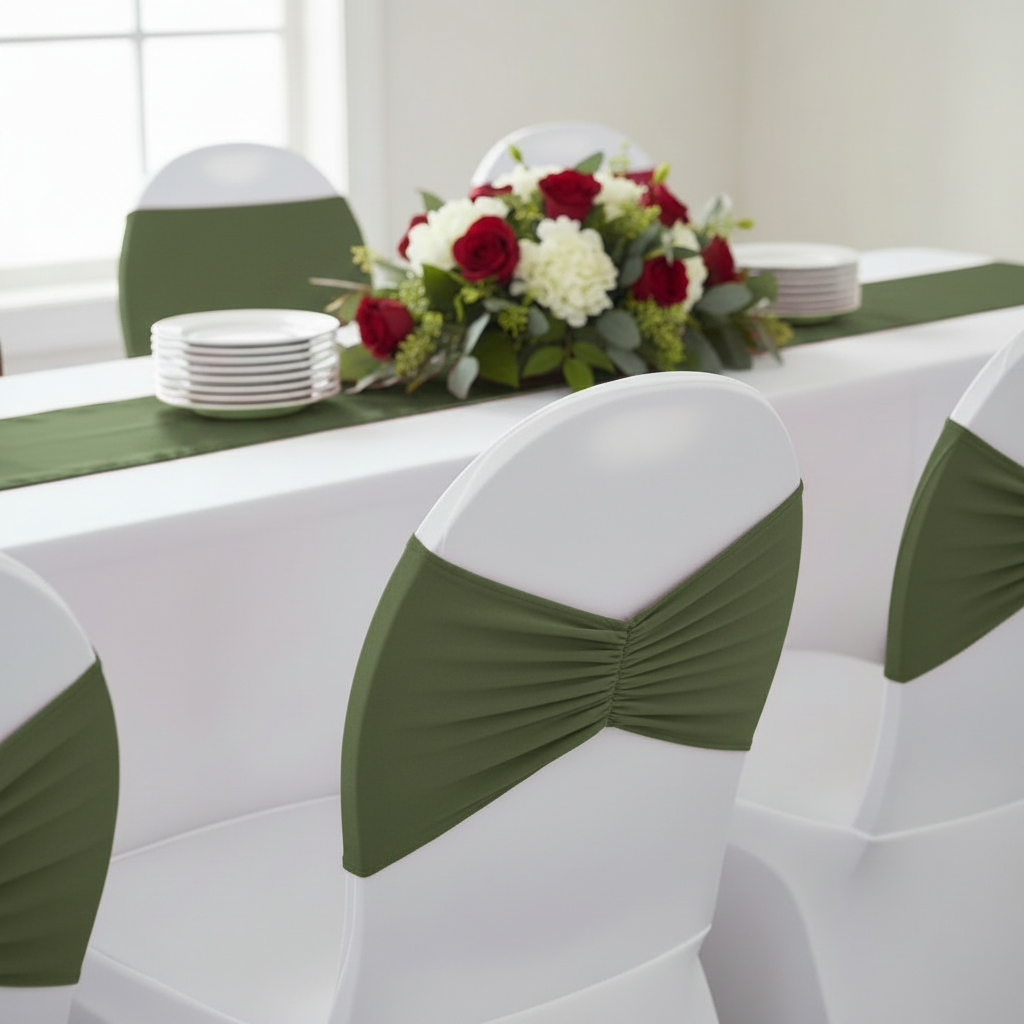 Ruffled Spandex Chair Band Willow Green - CV Linens