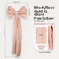 XL Giant Fabric Bow for Backdrop Blush/Rose Gold infographic showing contents