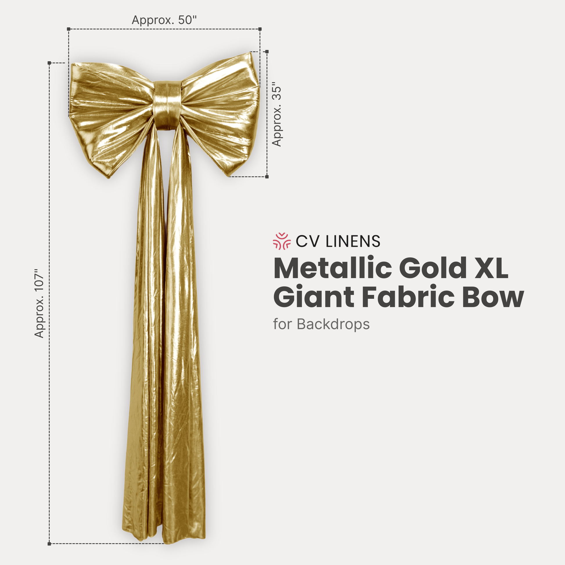 XL Giant Fabric Bow for Backdrop Metallic Gold
