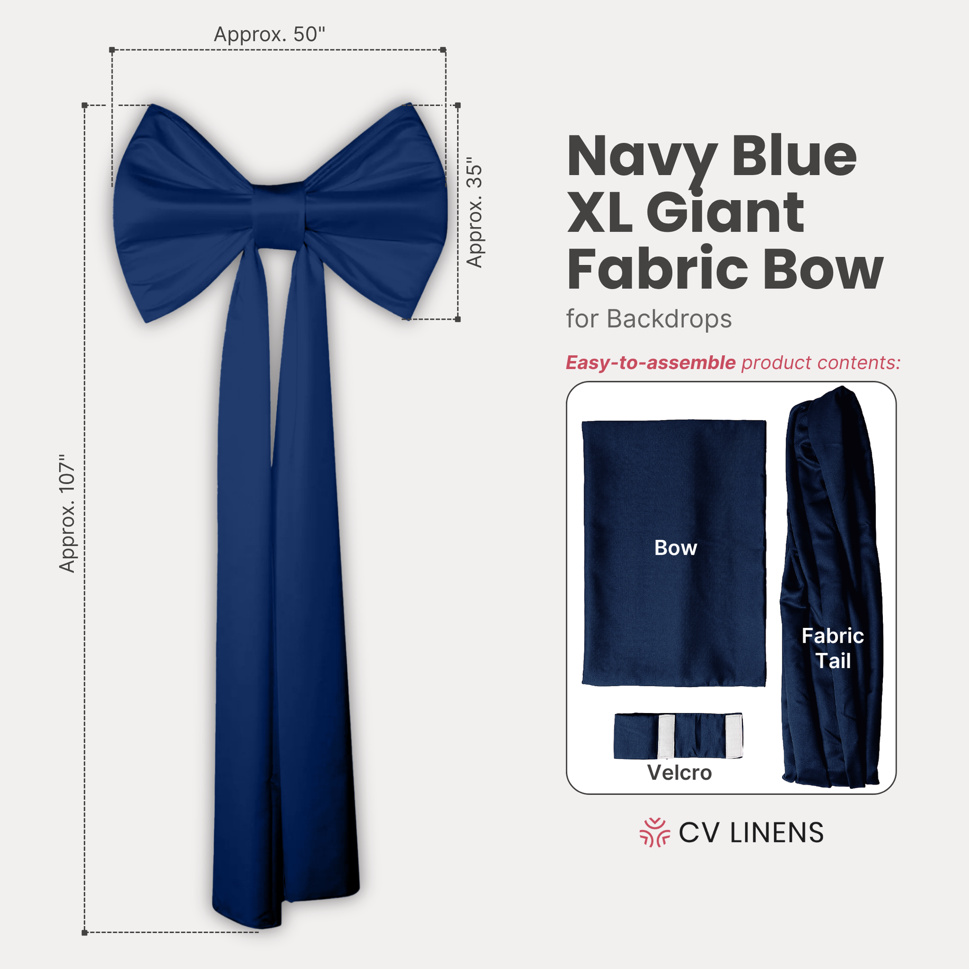 XL Giant Fabric Bow for Backdrop - Navy Blue