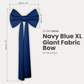XL Giant Fabric Bow for Backdrop Navy Blue infographic showing product measurements of 107" in length and 50" wide
