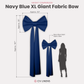 XL Giant Fabric Bow for Backdrop Navy Blue infographic showing product measurements compared to the Giant Fabric Bow