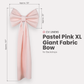 XL Giant Fabric Bow for Backdrop Pastel Pink infographic showing product measurements of 107" in length and 50" wide