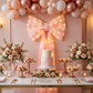 XL LED Chiffon Bow for Backdrop Pastel Pink in front of a dessert table