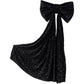 XL Sequin Velvet Giant Fabric Bow for Backdrop - Black Cascading Tails