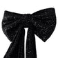 XL Sequin Velvet Giant Fabric Bow for Backdrop - Black - Close Up