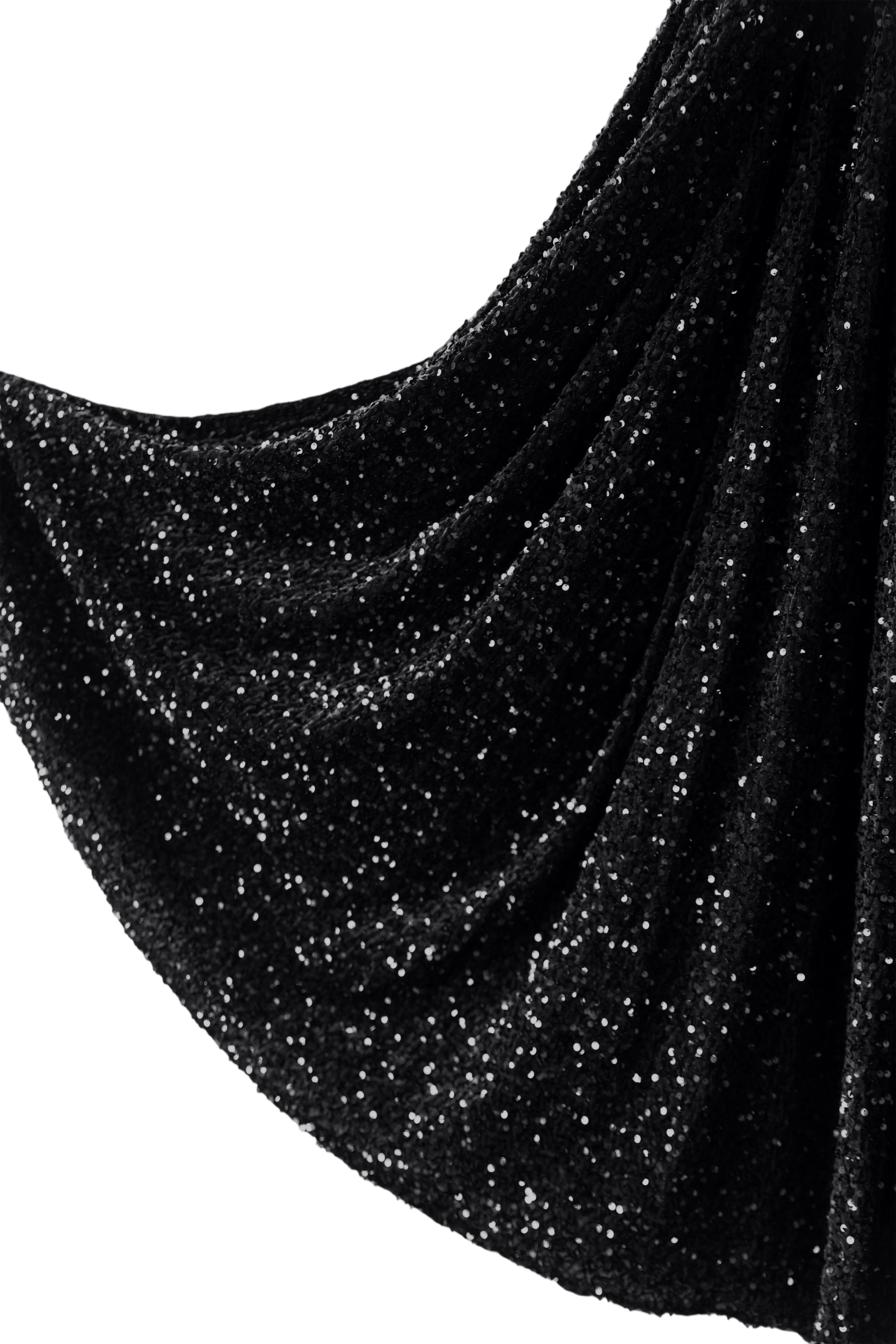 XL Sequin Velvet Giant Fabric Bow for Backdrop - Black - Tails