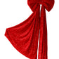 XL Sequin Velvet Giant Fabric Bow for Backdrop - Red Cascading Tail