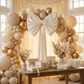 boho chic celebration with the XL Velvet Giant Fabric Bow for Backdrop Ivory