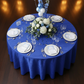Accordion Crinkle Taffeta 132" Round Tablecloth - Royal Blue in Bird's Eye View Point.