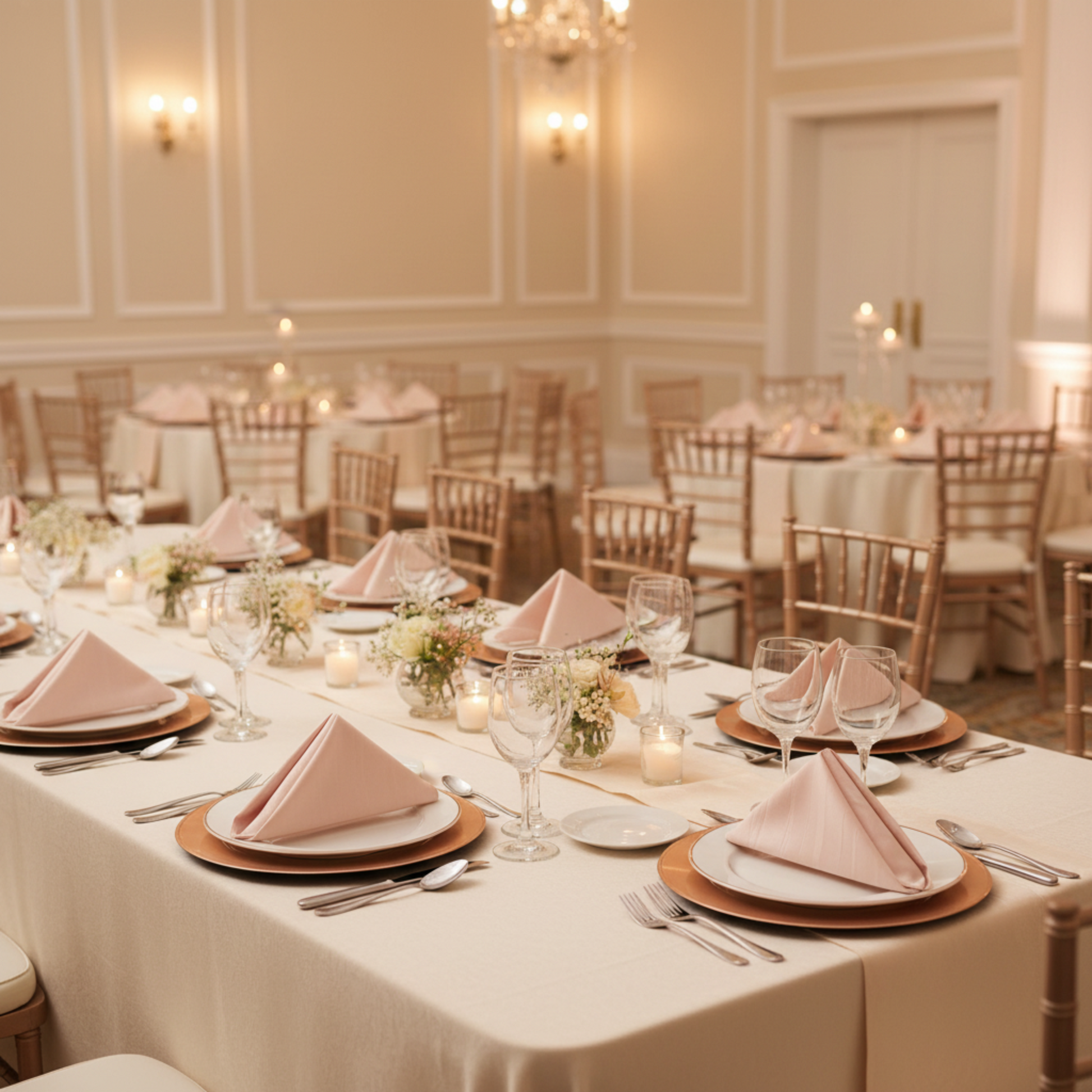 Accordion Crinkle Taffeta Napkin - Blush/Rose Gold Lifestyle