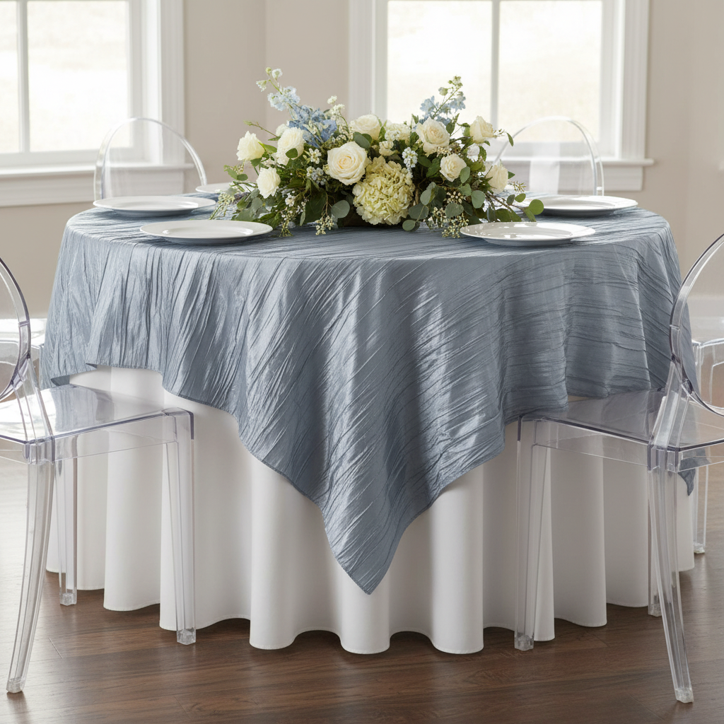 Accordion Crinkle Taffeta Table Overlay Topper 85