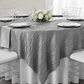 Accordion Crinkle Taffeta Table Overlay Topper 85"x85" Square  - Silver.