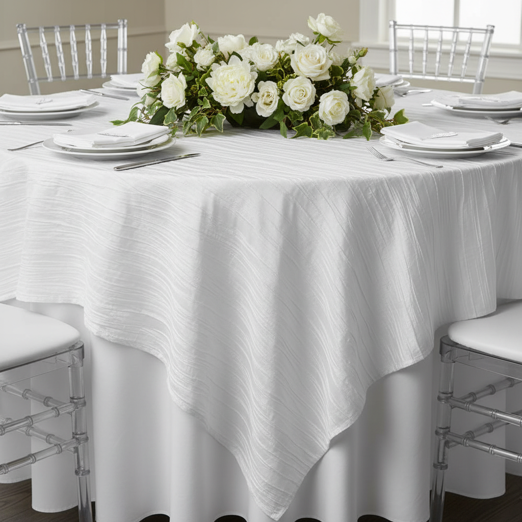 Accordion Crinkle Taffeta Table Overlay Topper 85