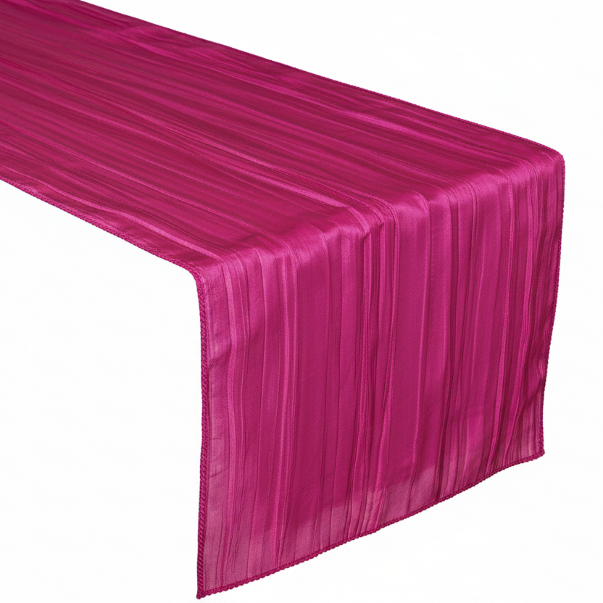 Accordion Crinkle Taffeta Table Runner Fuchsia