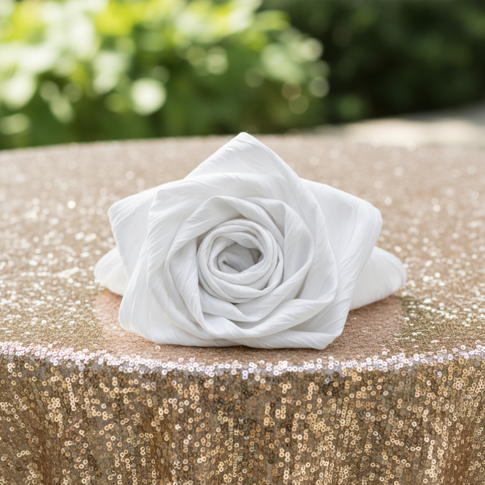 Accordion-White Crinkle Taffeta Napkin Rosette Fold