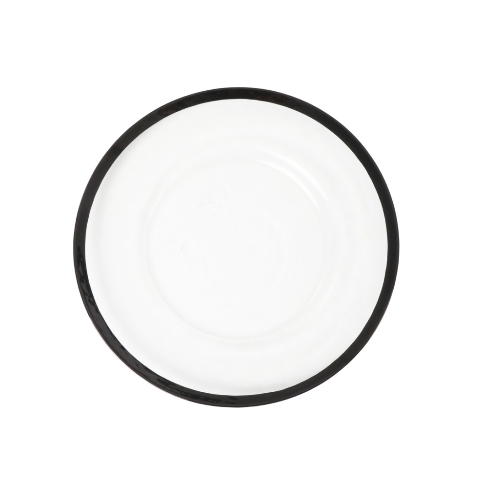 Alpine Glass Charger Plate - Black Trim - CV Linens™