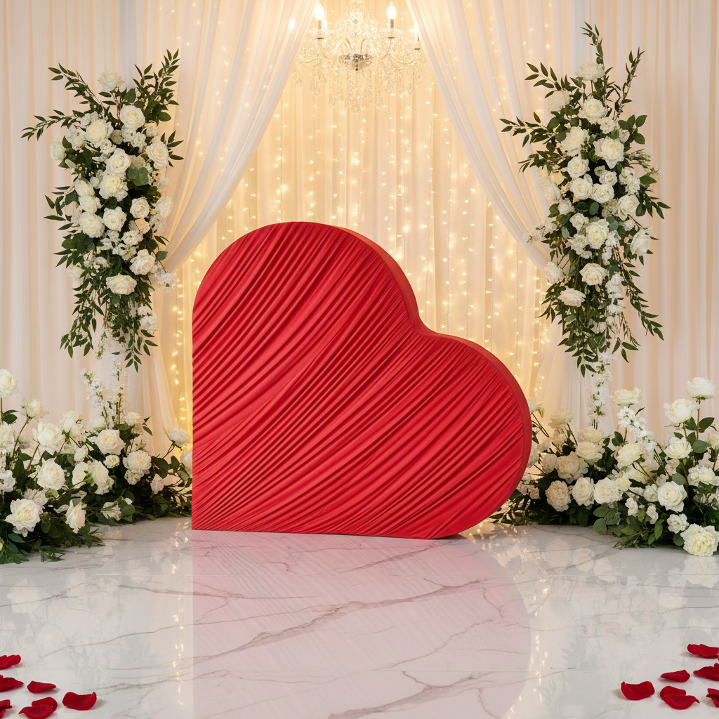 Angled View - Red Heart with Elegant Decor