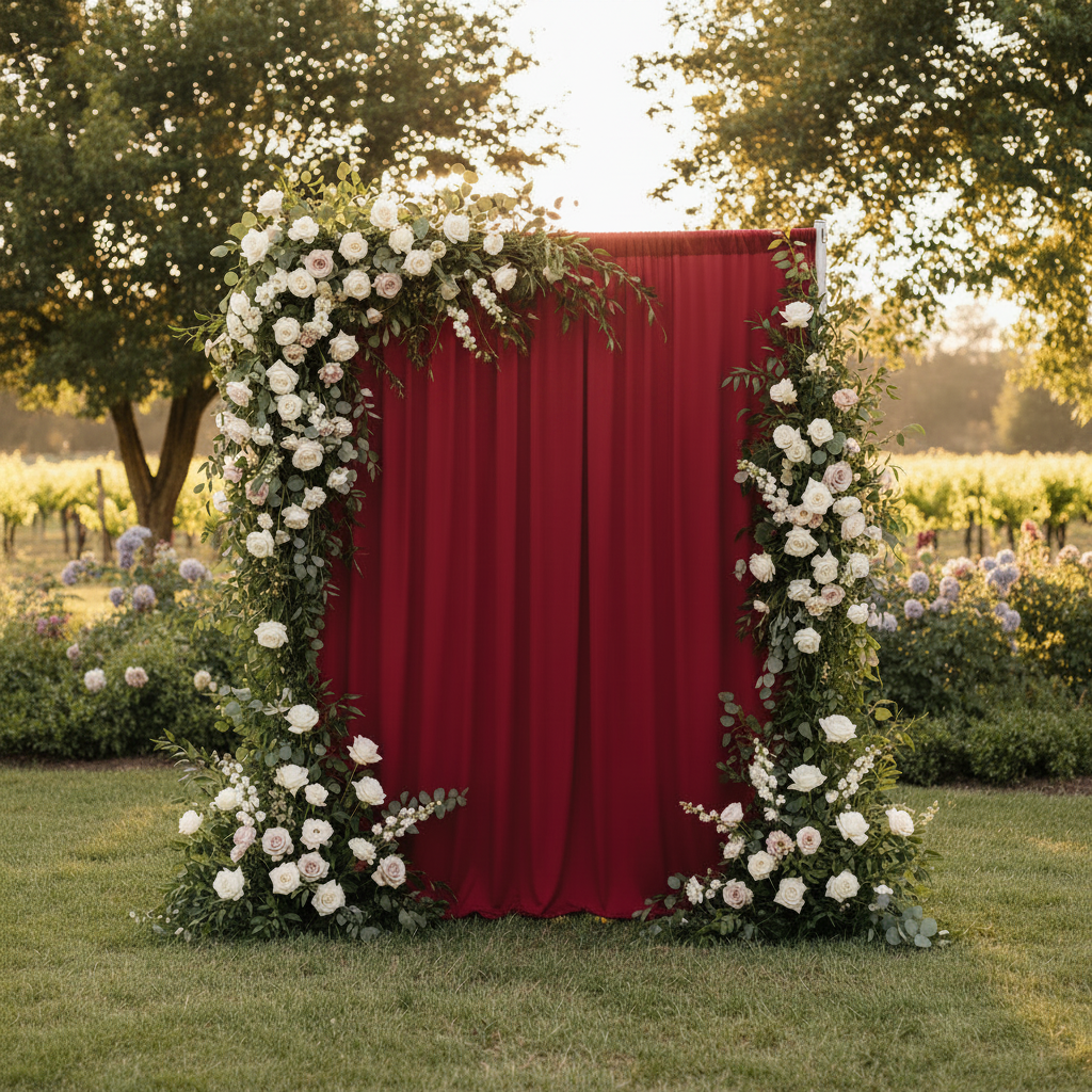 Apple Red Drape Outdoor Wedding No Neon