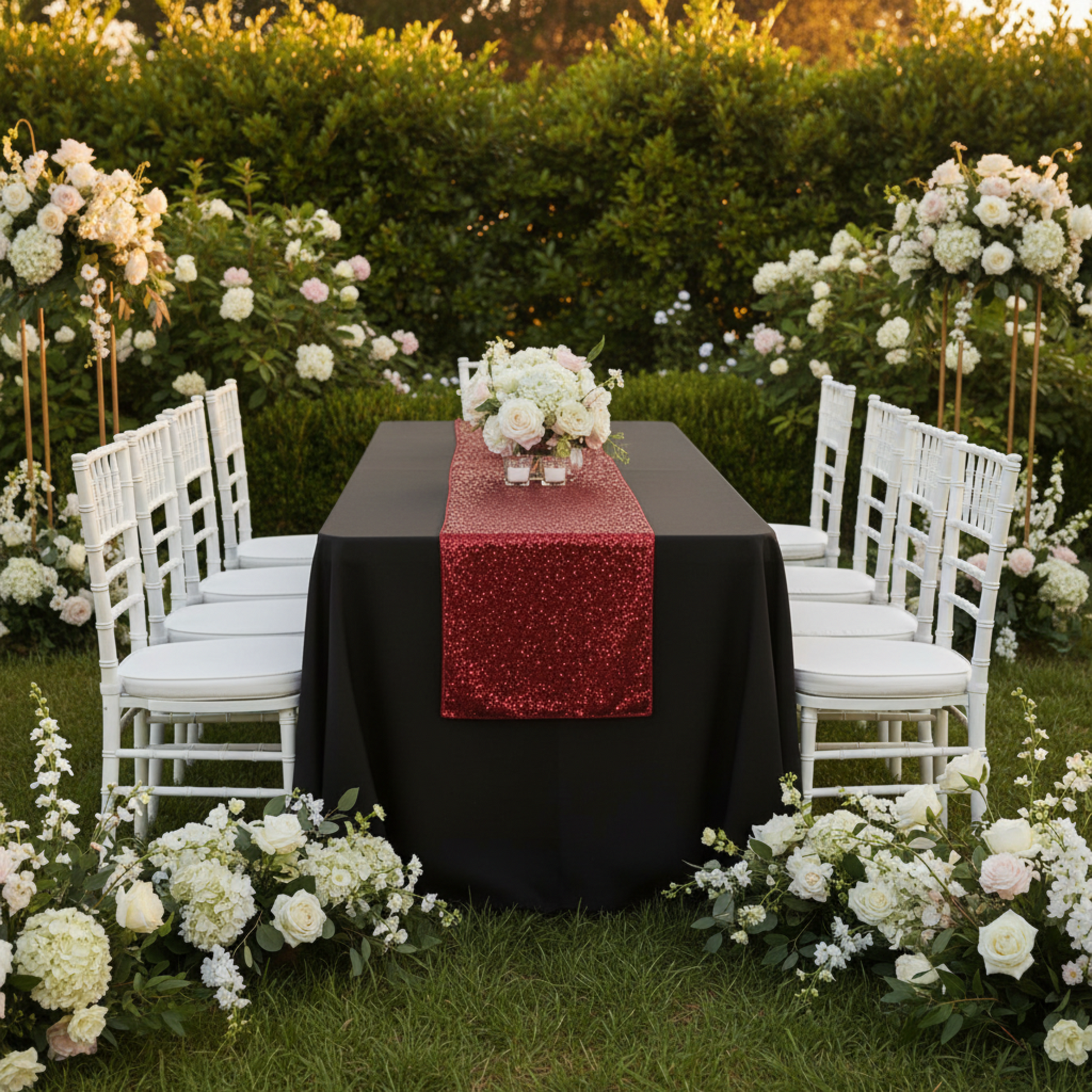 Apple Red Glitz Sequin Table Runner –
