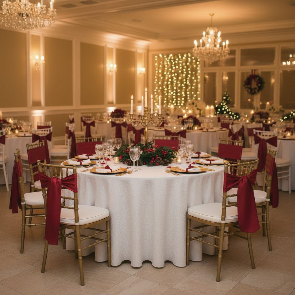 Apple Red Satin Chair Sash - Holiday Gala