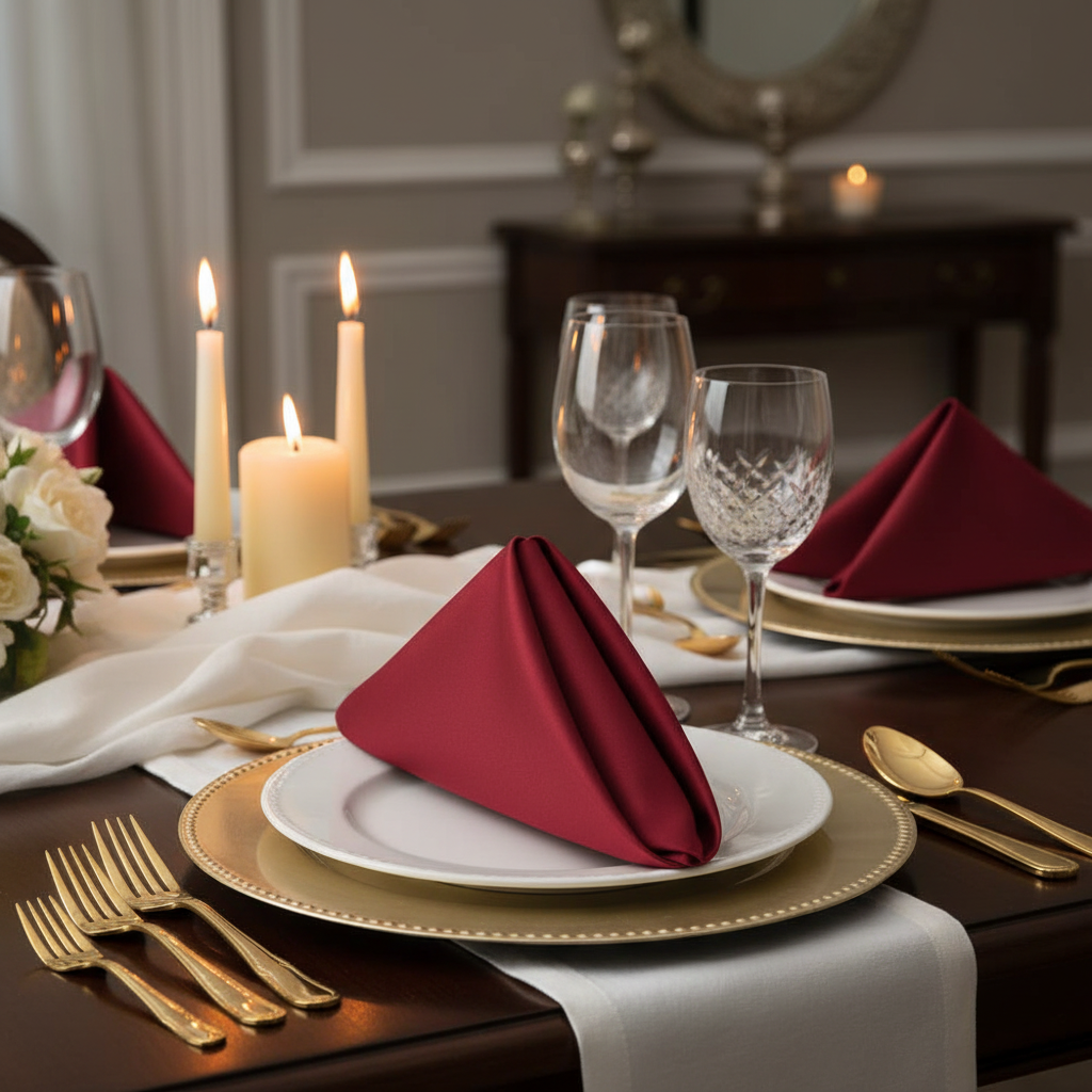 Apple Red Satin Napkin - Minimalist