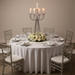 12 Arms Candle Holder Wedding Candelabra Table Centerpiece 48"H - Silver with Silver Chairs.