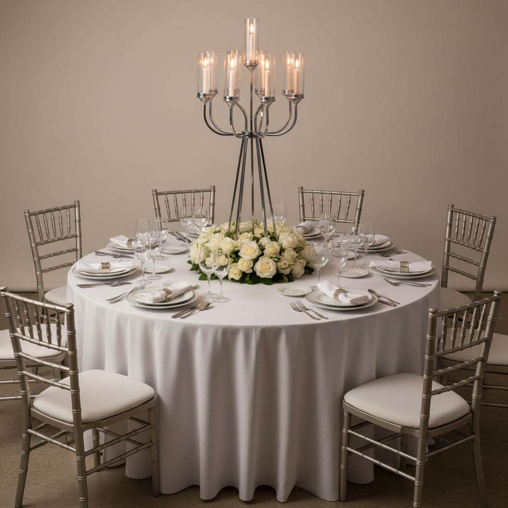 Silver 12 Arms Candle Holder Wedding Candelabra Table Centerpiece H Size: 48 in | Metal | Wedding | Event