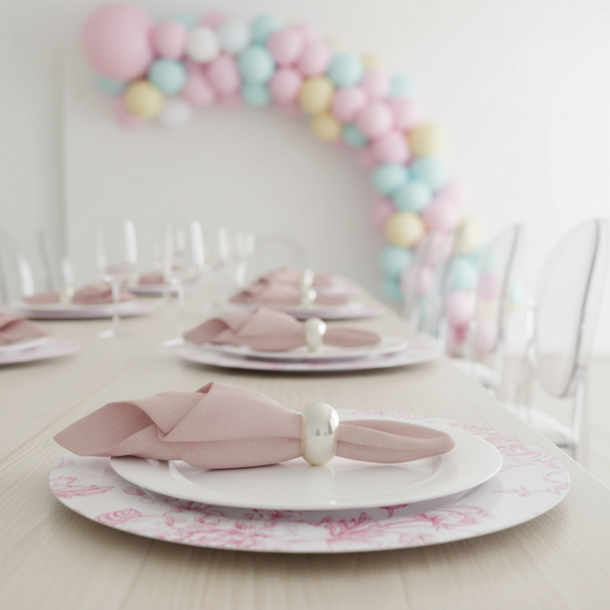 Baby Shower Pink French Toile Acrylic Charger Plate 