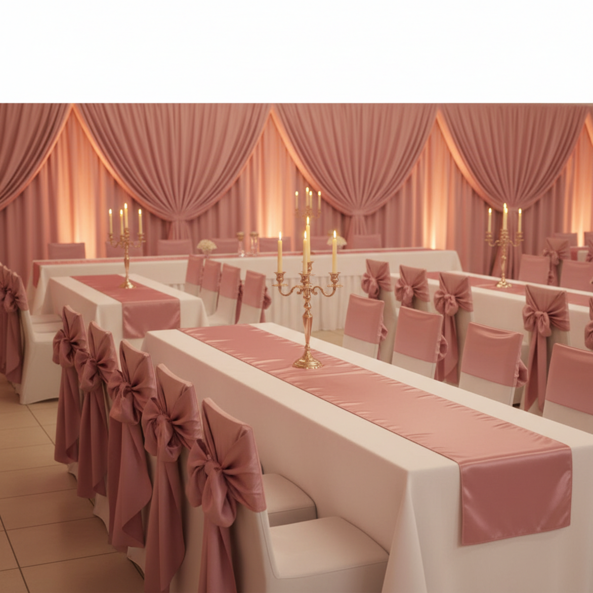Banquet Hall Drapes Chair Sashes and Runners