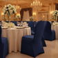 Spandex Banquet Chair Cover - Navy Blue with Banquet Chairs.